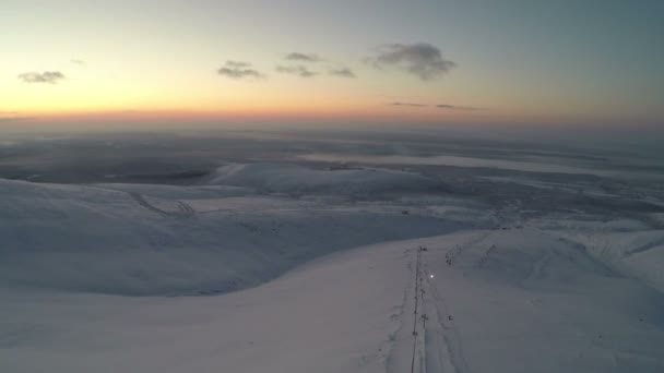 Montagnes Khibiny Au Crépuscule, Vue Aérienne — Video