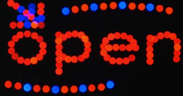 LED Open banner in rosso e blu — Video Stock