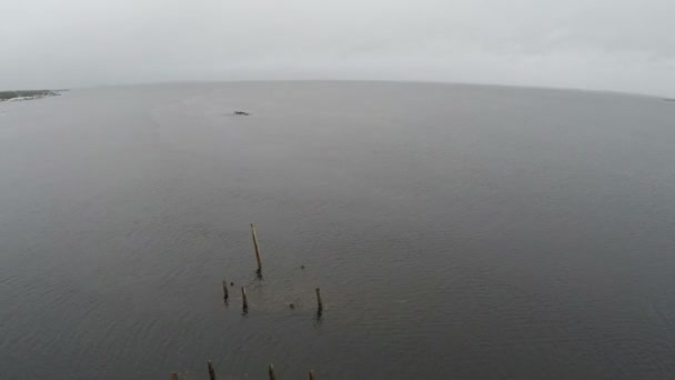 Costruzione incompiuta del ponte, Vista aerea — Video Stock