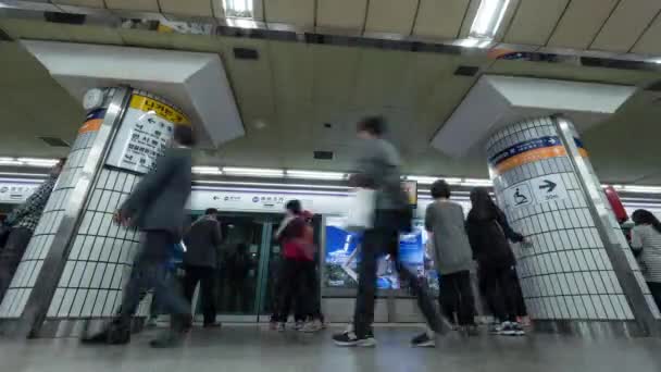 TimeLapse emberek metró Szöul, Dél-Korea — Stock videók