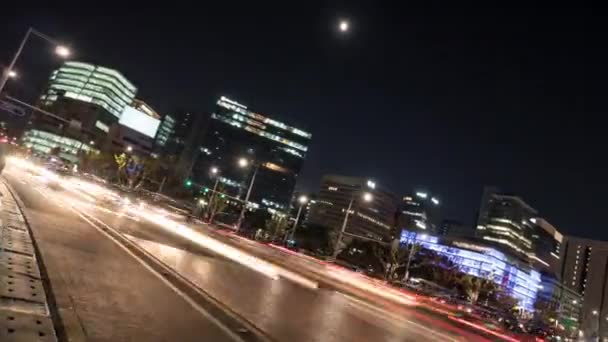 Timelapse de la vida nocturna de Seúl con mucho tráfico, Corea del Sur — Vídeos de Stock