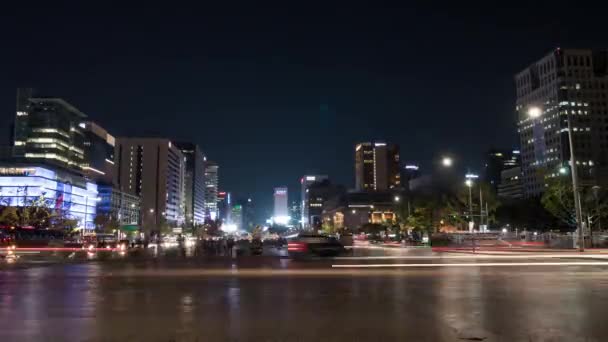 Timelapse ruchu w nocy Seul, Korea Południowa — Wideo stockowe