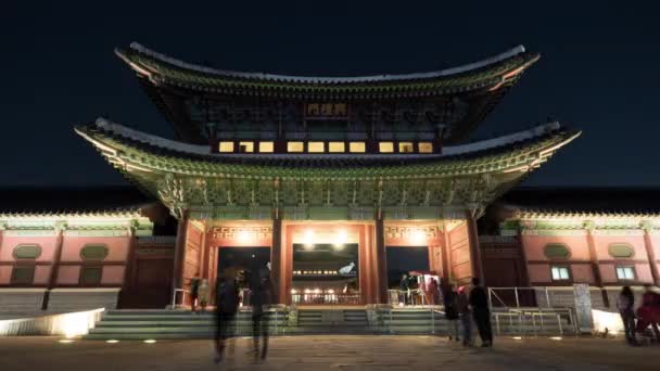 Timelapse of people traffic in Heungryemun Gate at night. Seoul, Korea Selatan — Stok Video