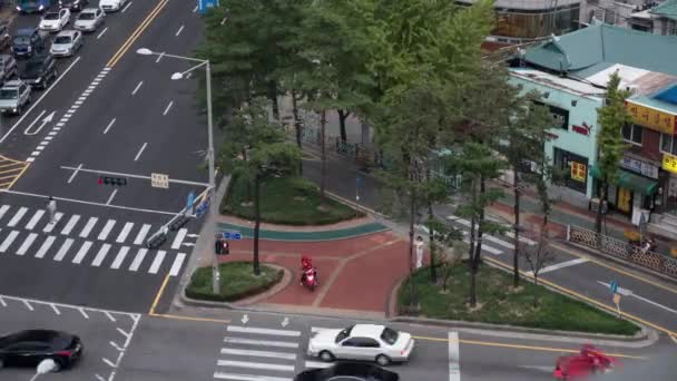 График движения перекрестков в Сеуле, Южная Корея — стоковое видео