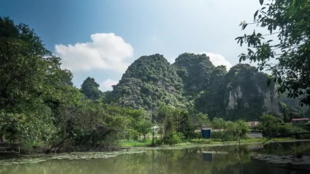 Tidspunkt for naturskønne udsigt over floden i Vietnam – Stock-video