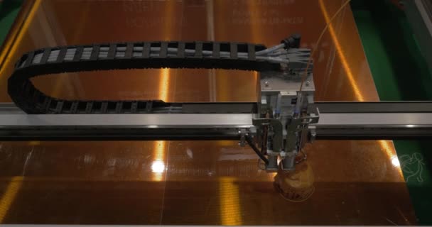 Mecanismo de impresora 3D que trabaja en la impresión de juguetes de plástico — Vídeo de stock