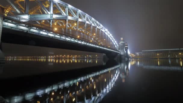 Timelapse di Pietro il Grande o Ponte Bolsheohtinskiy a San Pietroburgo — Video Stock