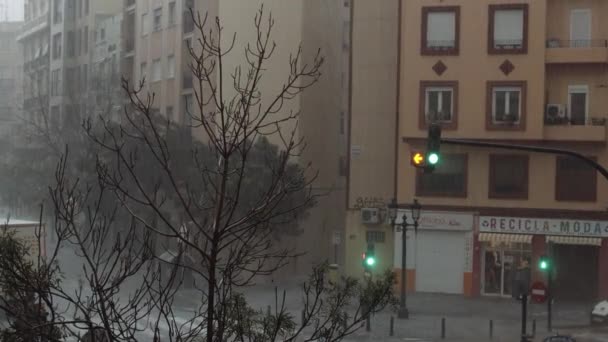 Outono chuvoso com granizo em Valência, Espanha — Vídeo de Stock