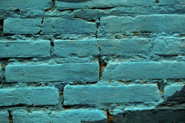 粉刷过的蓝色砖墙背景纹理 — 图库照片