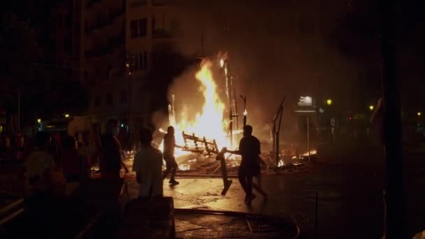 Фестиваль огня в Валенсии, Испания — стоковое видео