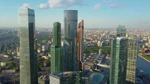 Several futuristic glass skyscrapers — Stock Photo, Image