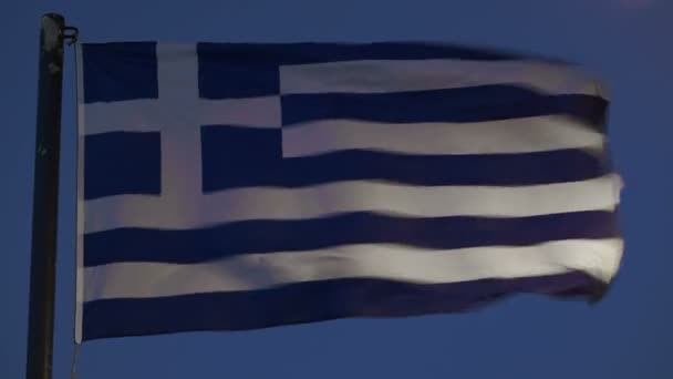 Griechische Flagge weht — Stockvideo