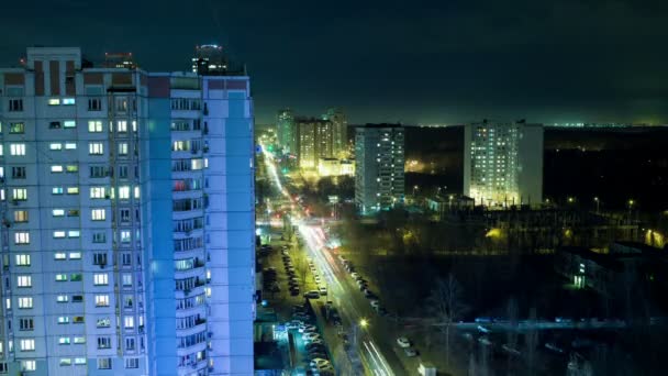 도시에 밤 생활의 Timelapse — 비디오