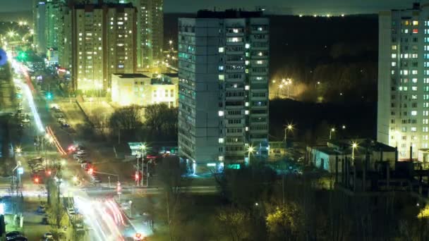 Zeitraffer intensiven Stadtlebens in der Nacht — Stockvideo