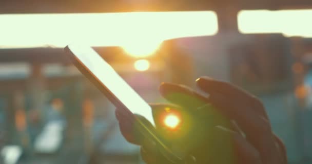Usar un teléfono inteligente contra la luz solar brillante — Vídeo de stock