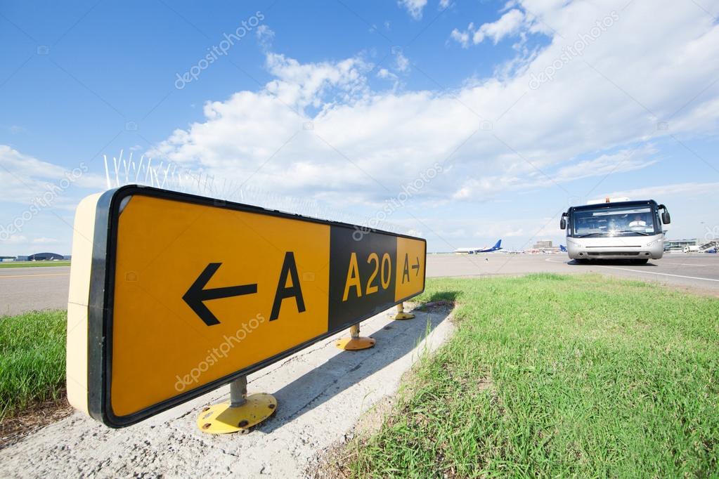 Road sign in the airport