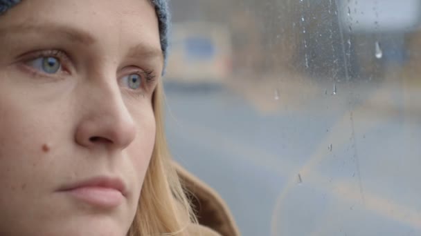 Tired Woman by the Window — Stock Video