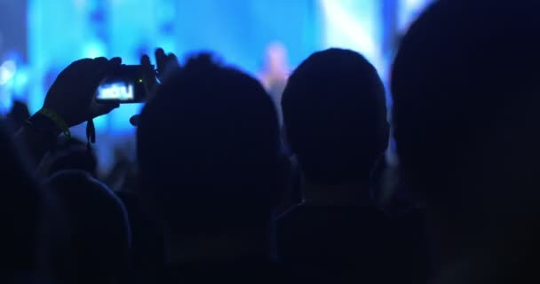 Натовп на великому нічному концерті — стокове відео