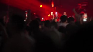 Bulanık, el kamerasıyla bir konserde ya da partide dans eden kalabalığın görüntüleri. Elleri kırmızı ışıkların altında olan insanlar enerjik, kaotik ve dalgın bir parti ortamı yaratırlar..