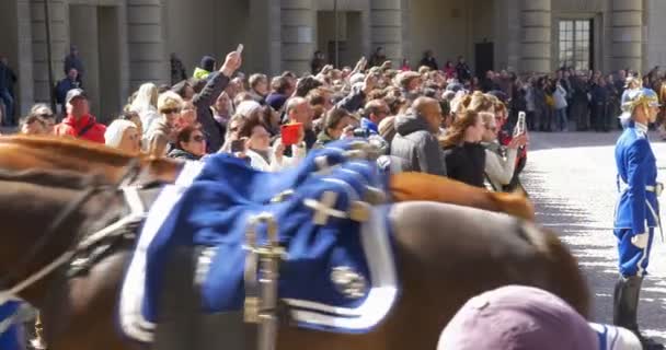 Zuschauer bei Gardewechsel-Zeremonie in Stockholm — Stockvideo