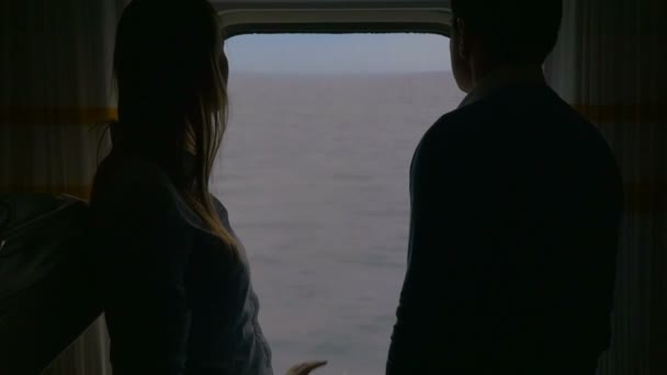 Couple Looking Out the Ferry Window — Stock Video