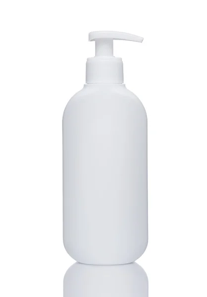 White bottle with reflection isolated on white background — Stock Photo, Image