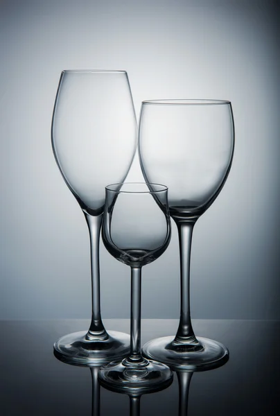 Drei verschiedene Gläser — Stockfoto