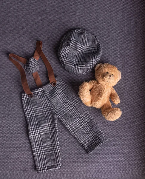 Clothes Newborn Teddy Bear — Stock Photo, Image