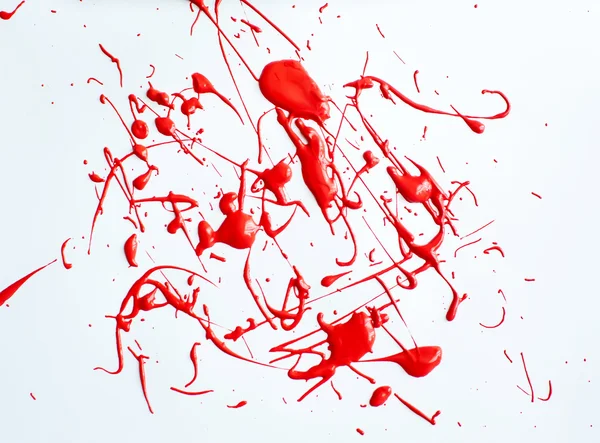 흰 배경에 붉은 페인트가 묻어 있다 — 스톡 사진
