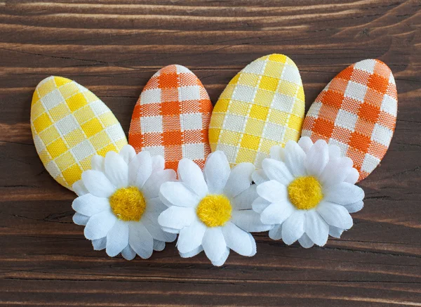 Artificial Easter eggs with flower — Stock Photo, Image