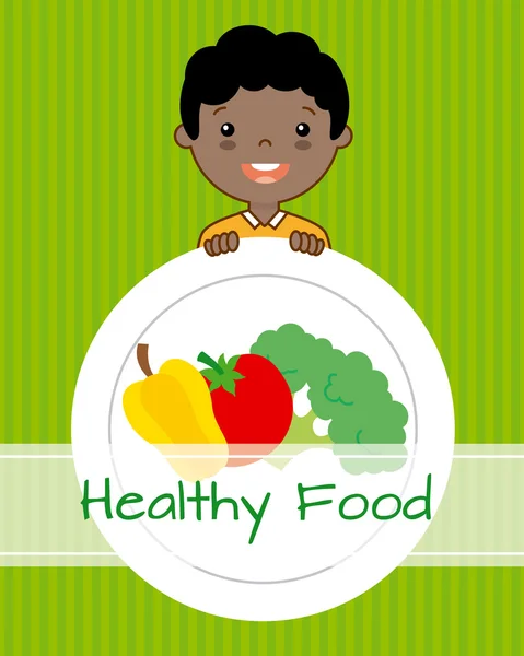 Boy with vegetables — Stock Vector