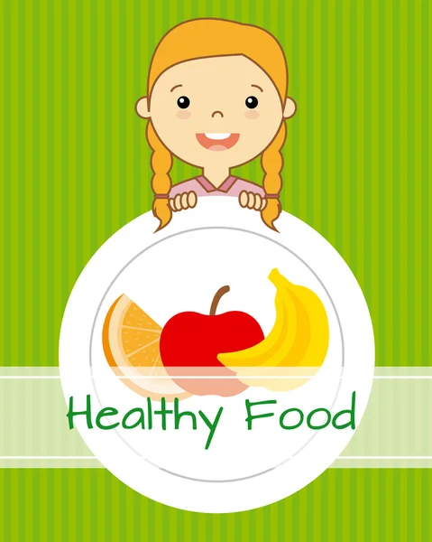 Healthy food. girl with fruit — Stock Vector