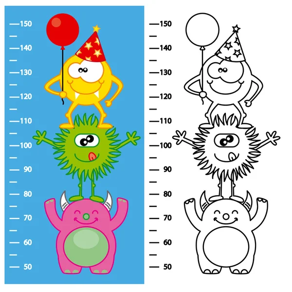 Monsters meter wall — Stock Vector