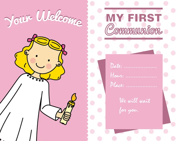 Fata First Communion card — Vector de stoc