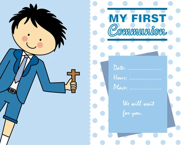 Boy First Communion card — Stock Vector