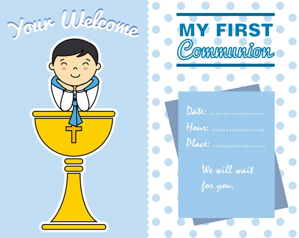 Boy First Communion card — Stock Vector