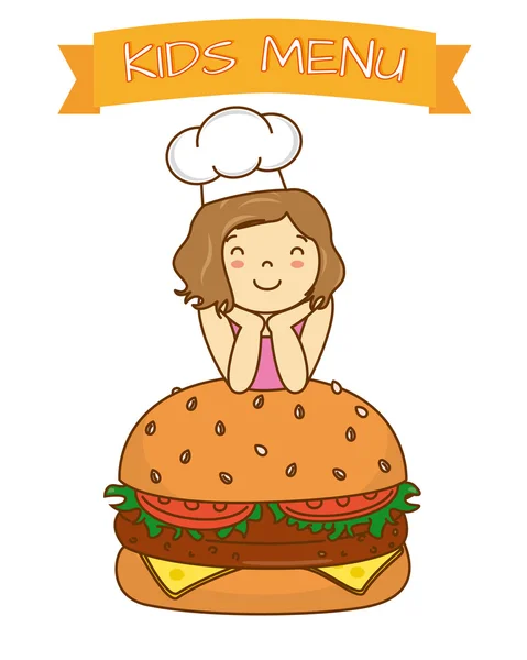 Dívka s hamburger — Stockový vektor