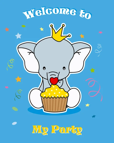 Elefante com cupcake — Vetor de Stock