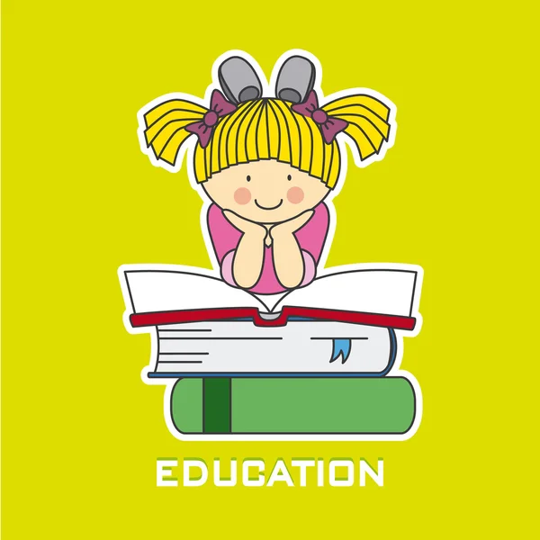 Chica leyendo un libro — Vector de stock