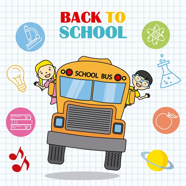 School bus met kinderen — Stockvector