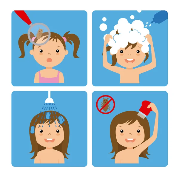 Girl with lice — Stock Vector