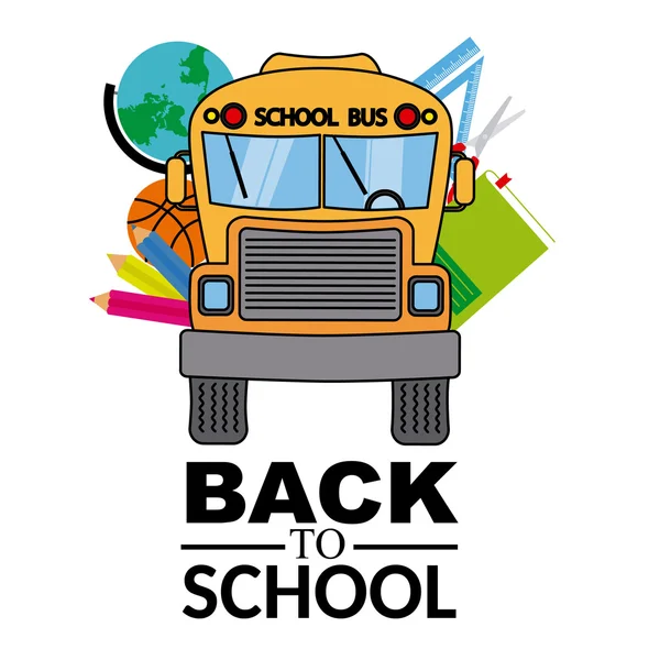 Schoolbus met school objecten — Stockvector