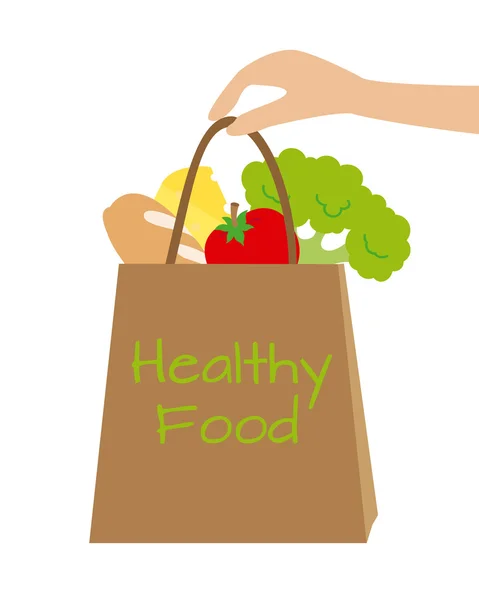 Shopping bag with healthy food — Stock Vector