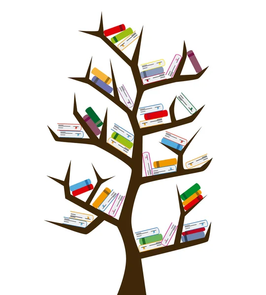 Árbol y libros — Vector de stock