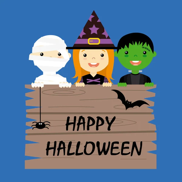 Halloween costume party with kids — Stock Vector