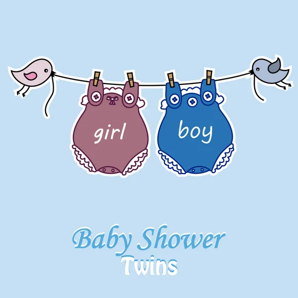 Gemelos baby shower — Archivo Imágenes Vectoriales