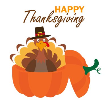 Şükran Günü kartın kutlu olsun. Kabaklı hindi