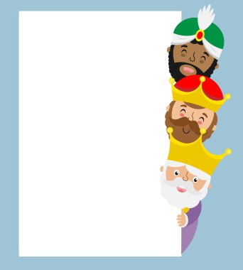 Card of the three wise men. Blank space for text clipart