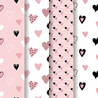 Elle çizilmiş, kalbi olan kusursuz bir aşk şekli. Sevgililer Günü arkaplan koleksiyonu