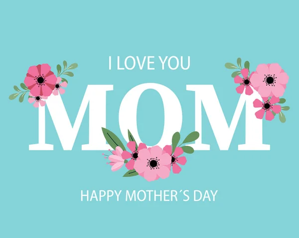 Ημέρα Της Μητέρας Κάρτα Λουλουδιών — Διανυσματικό Αρχείο